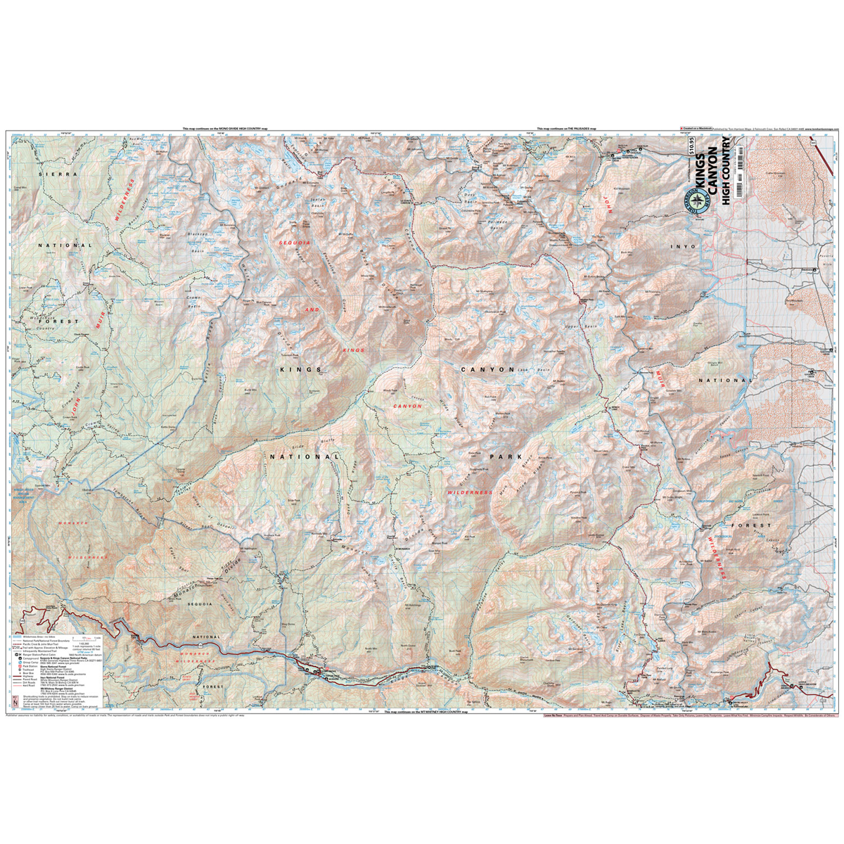 Sequoia - Kings Canyon High Country Map alternate view