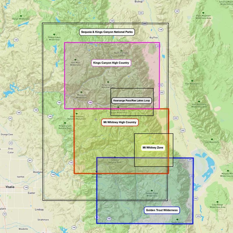 Sequoia - Kings Canyon High Country Map, Tom Harrison Maps Sequoia - Kings Canyon High Country Map zones