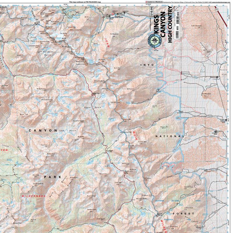 Sequoia - Kings Canyon High Country Map, Tom Harrison Maps Sequoia - Kings Canyon High Country Map detail