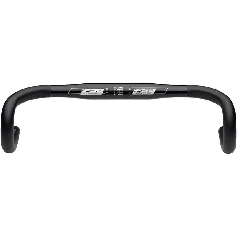 FSA Omega Compact 40cm 31.8 Road Handlebar Black, Full Speed Ahead FSA Omega Compact 40cm 31.8 Road Handlebar Black