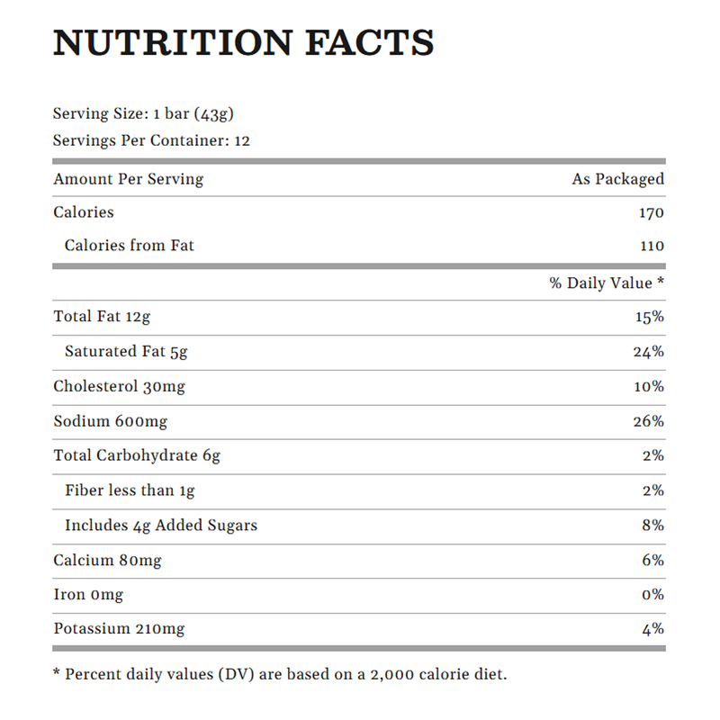 Uncured Bacon & Pork Bar, Epic Provisions Uncured Bacon & Pork Bar Nutrition Facts