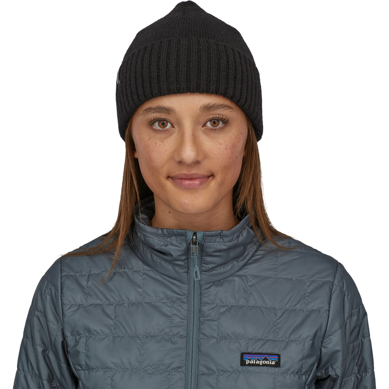 Brodeo Beanie, Patagonia Brodeo Beanie in BLK Black on model