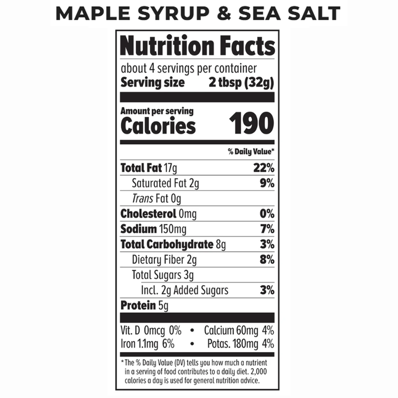 Trail Butter Big Squeeze, Trail Butter Big Squeeze Maple Syrup & Sea Salt Almond Cashew Butter Blend Nutrition Facts