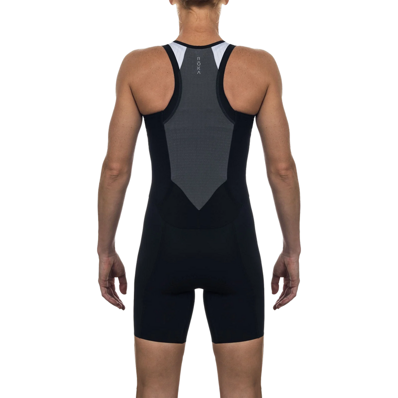 Women's Elite Aero II Sleeveless TriSuit, ROKA Women's Elite Aero II Sleeveless TriSuit back on model
