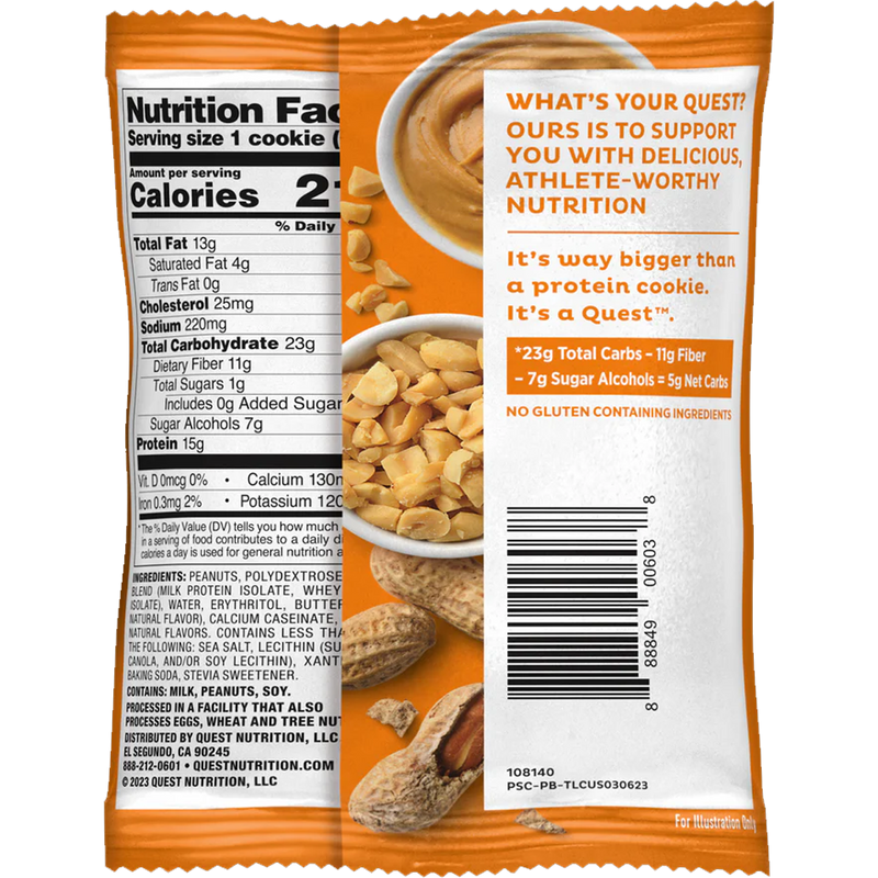 Soft & Chewy Protein Cookies 2oz, Quest Soft & Chewy Protein Cookies 2oz back of package