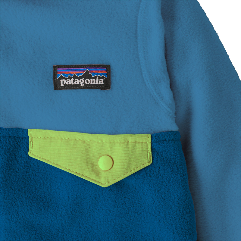 Youth Baby Micro D Snap-T Jacket, Patagonia Baby Micro D Snap-T Fleece in AQT-Aquatic Blue front pocket