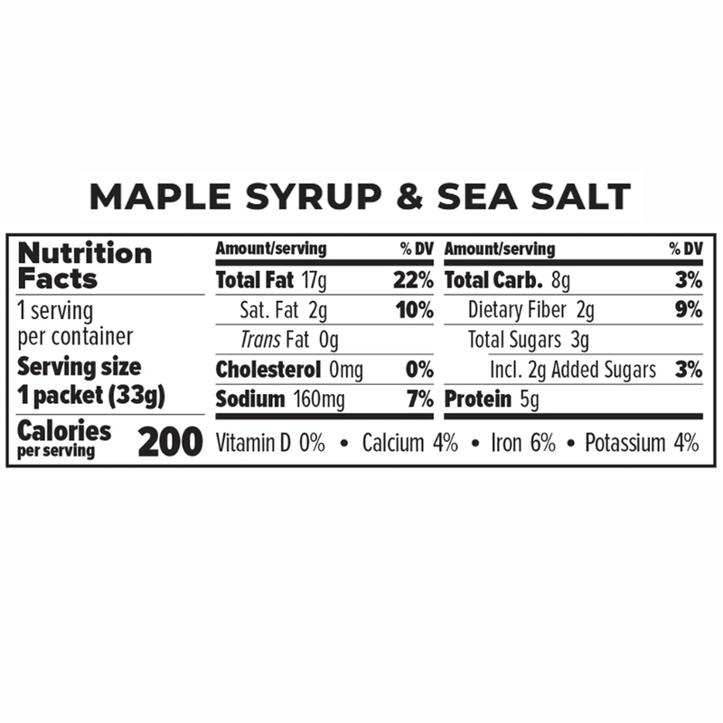 Trail Butter Lil' Squeeze, Trail Butter Lil' Squeeze Maple Syrup & Sea Salt Almond Cashew Butter Blend Nutrition Facts