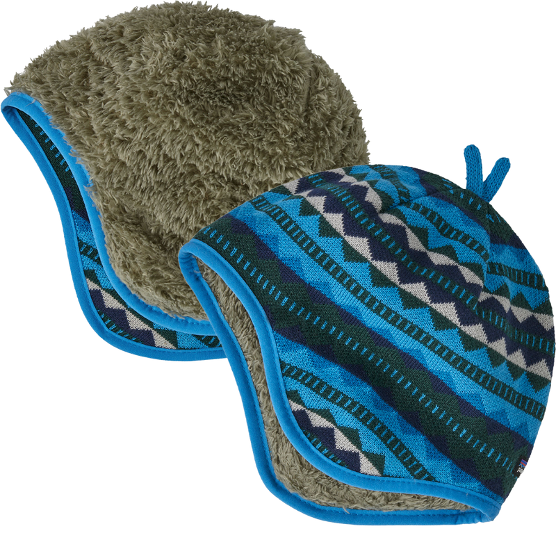 Patagonia Baby Reversible Beanie in Diamond Stripe: Vessel Blue