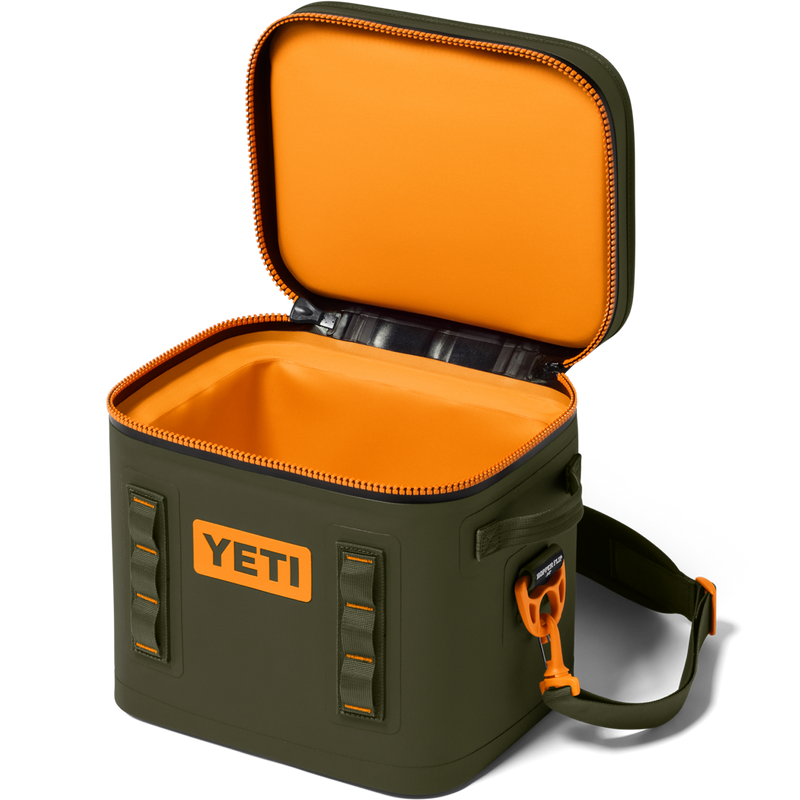 Yeti Hopper Flip 12 in Wetlands Camo top open