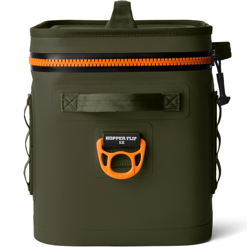 Yeti Hopper Flip 12 in Wetlands Camo side with bottle opener and top closed