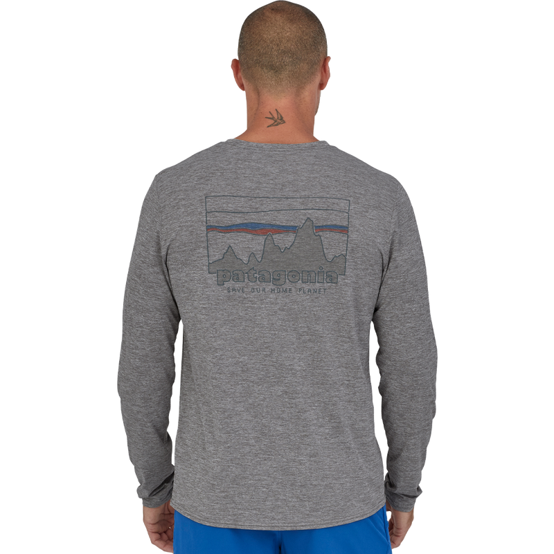 Men's Long Sleeve Capilene Cool Daily Graphic Shirt, Patagonia Men's Long Sleeve Capilene Cool Daily Graphic Shirt in Black