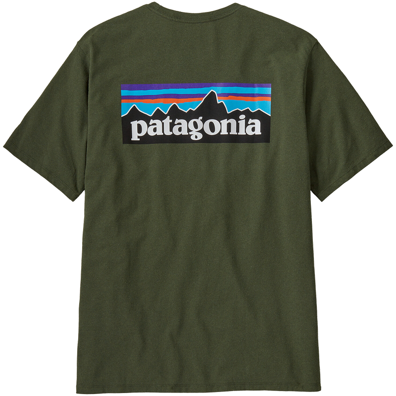 Men's P-6 Logo Responsibili-Tee, Patagonia Men's P-6 Logo Responsibili-Tee in Torrey Pines Green back graphic