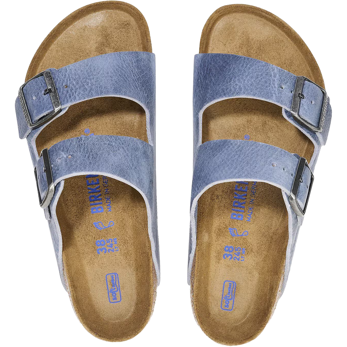 Birkenstock Women's Arizona oiled leather - Medium/Narrow in Dusty Blue pair top