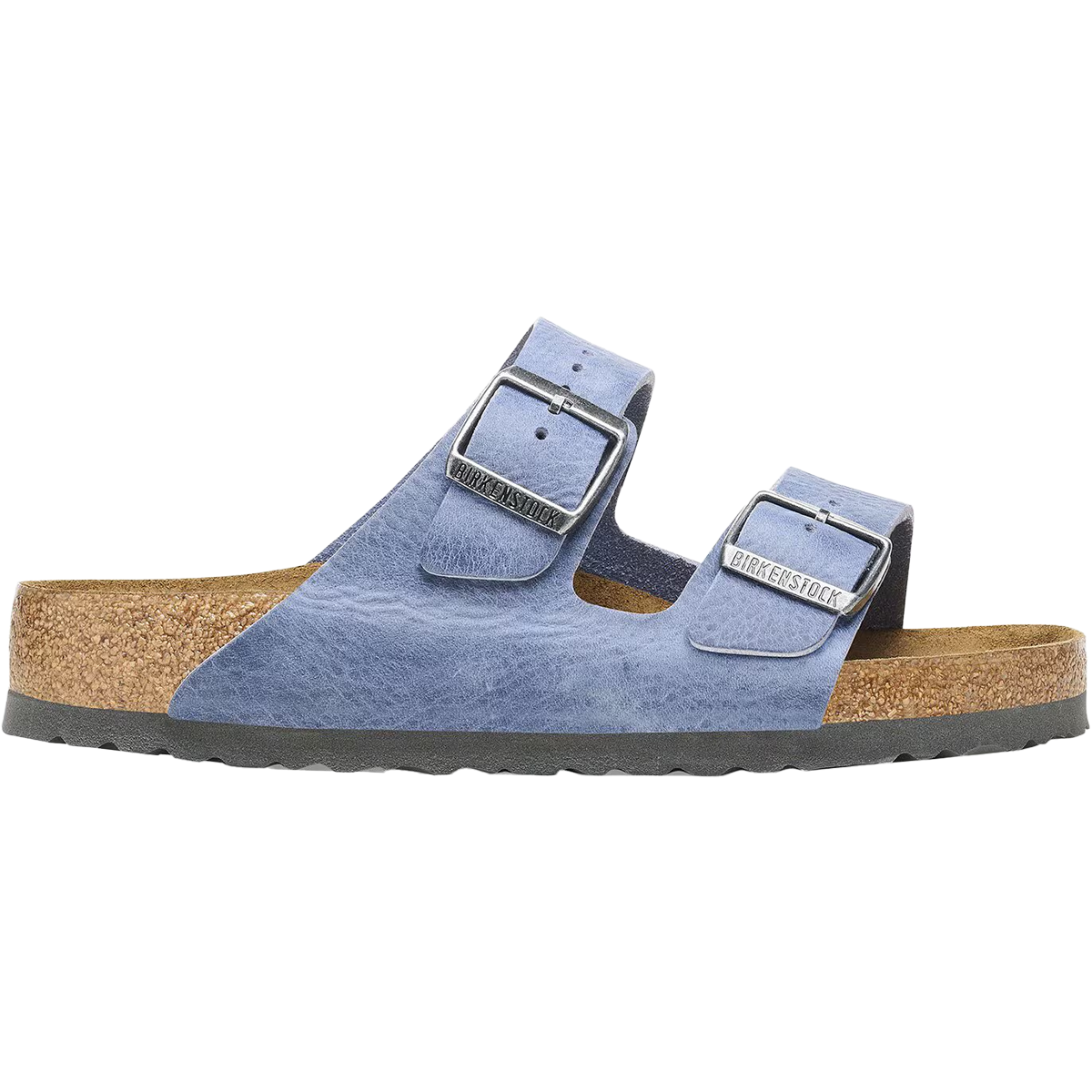 Birkenstock Women's Arizona oiled leather - Medium/Narrow in Dusty Blue right profile