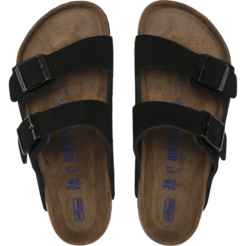 Women's Arizona Soft Footbed, Birkenstock Women's Arizona Soft Footbed in BL Black pair top