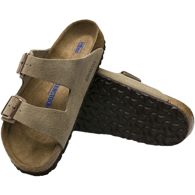 Women's Arizona Soft Footbed, Birkenstock Women's Arizona Soft Footbed in Taupe Suede pair