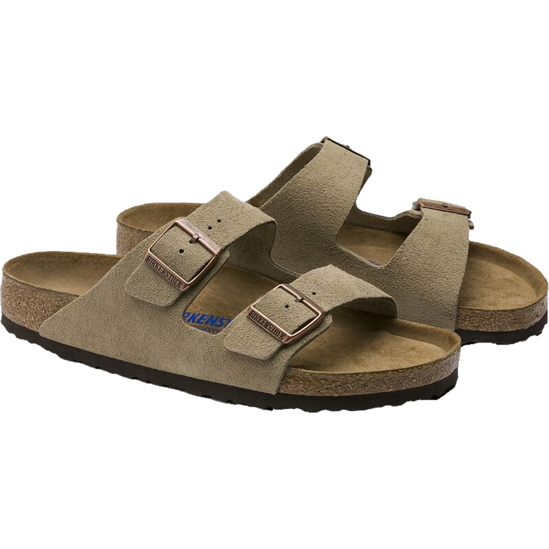 Women's Arizona Soft Footbed, Birkenstock Women's Arizona Soft Footbed in Taupe Suede pair