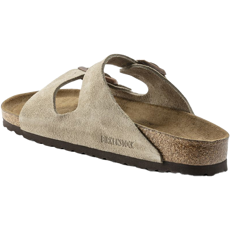 Women's Arizona Soft Footbed, Birkenstock Women's Arizona Soft Footbed in Taupe Suede inside right profile
