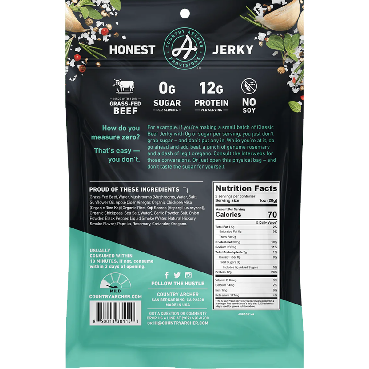 Zero Sugar Beef Jerky alternate view