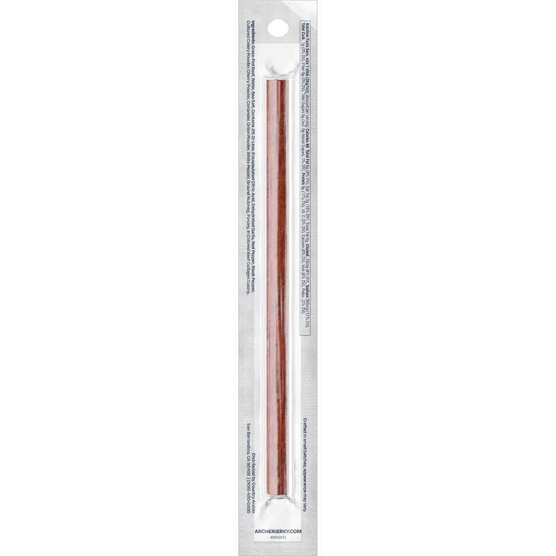 Zero Sugar 1 oz Jerky Sticks, Archer Jerky Zero Sugar Jerky Sticks back of single stick in package