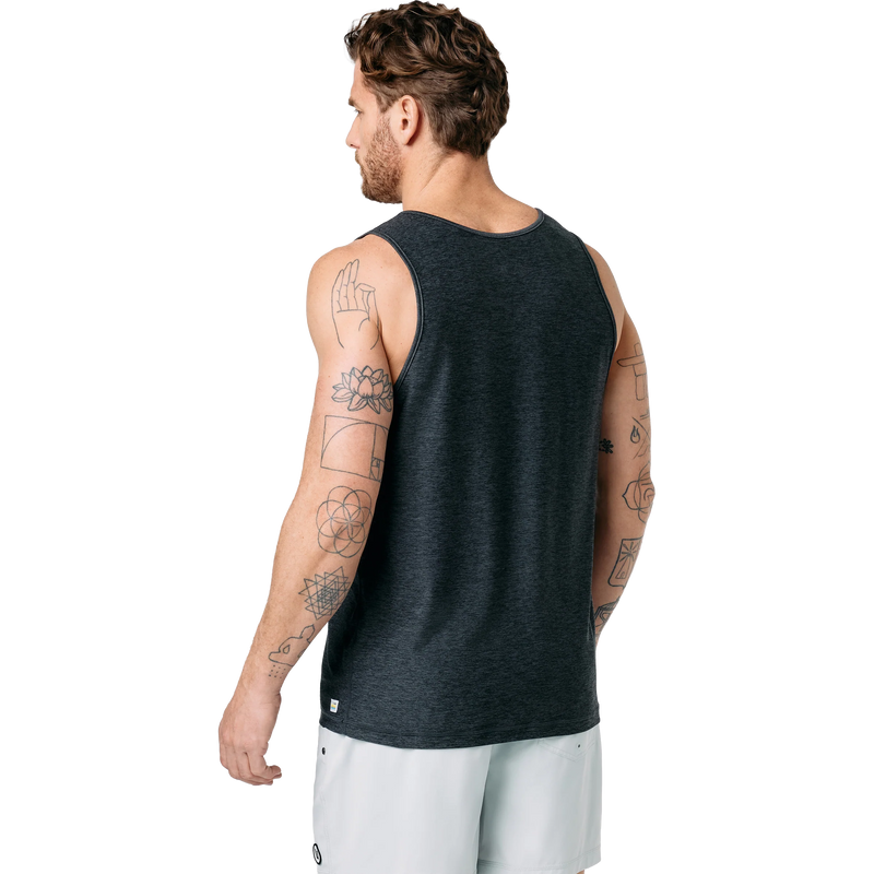 Men's Strato Tech Tank, Vuori Men's Strato Tech Tank in HCC Charcoal Heather back