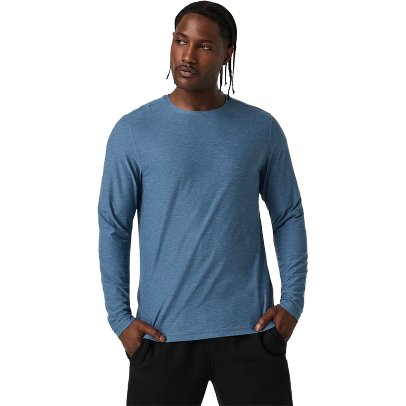 Men's Long-Sleeve Strato Tech Tee, Vuori Men's Long-Sleeve Strato Tech Tee in HPB-Pool Blue Heahter front
