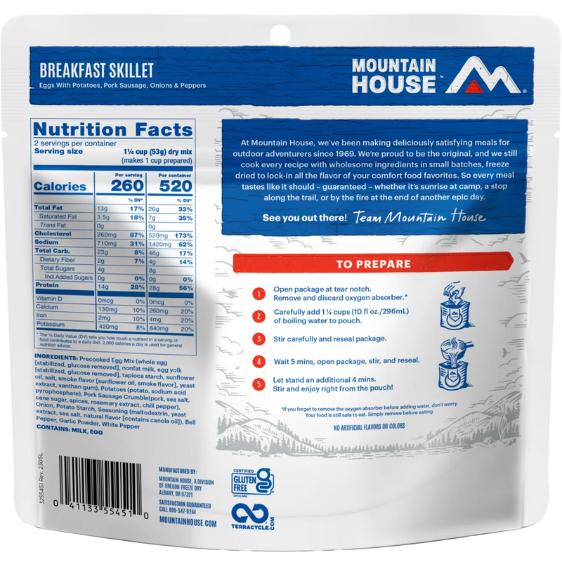 Breakfast Skillet (2 Servings), Mountain House Breakfast Skillet (2 Servings) back of package