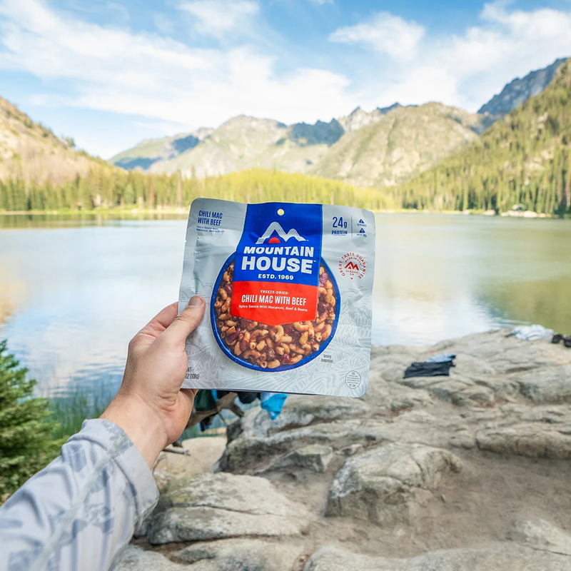 Chili Mac with Beef (2 Servings), Mountain House Chili Mac with Beef (2 Servings) at camp