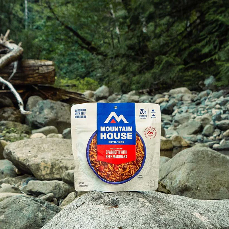 Spaghetti with Beef Marinara (2 Servings), Mountain House Spaghetti with Beef Marinara at camp