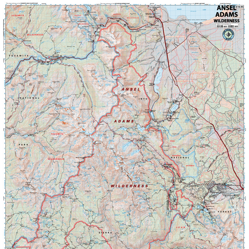 Ansel Adams Wilderness Map, Tom Harrison Maps Ansel Adams Wilderness Map detail northern half