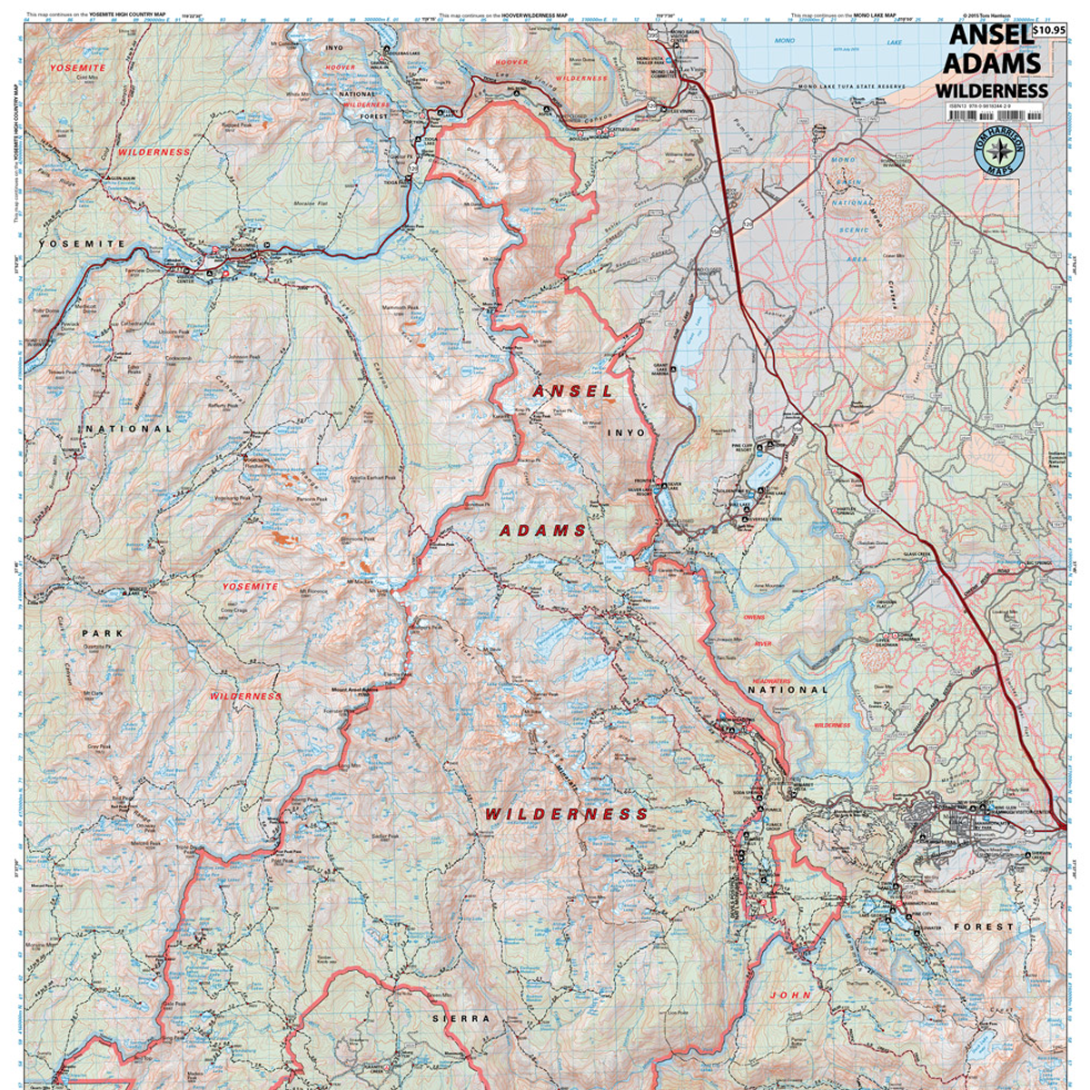 Ansel Adams Wilderness Map alternate view