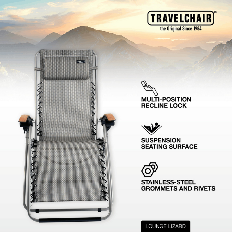 Lounge Lizard - Salt and Pepper, TravelChair Lounge Lizard - Salt and Pepper infographic