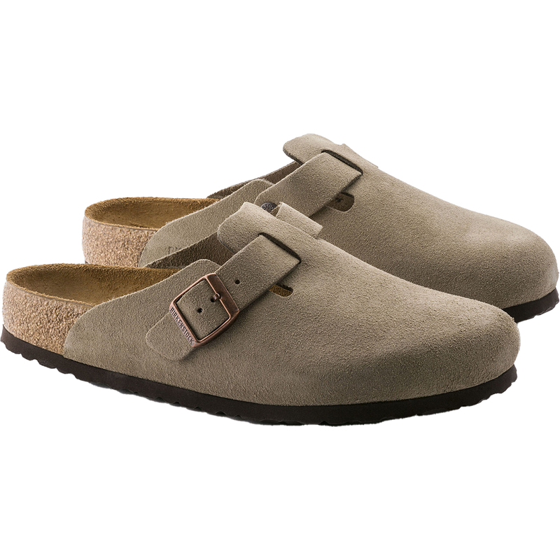 Men's Boston Clog Soft Footbed, Birkenstock Men's Boston Clog Soft Footbed Taupe pair