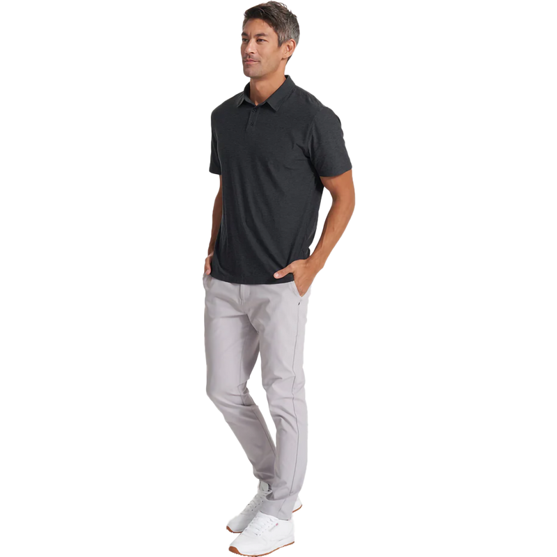 Men's Strato Tech Polo, Vuori Men's Strato Tech Polo in Charcoal Heather on model front left