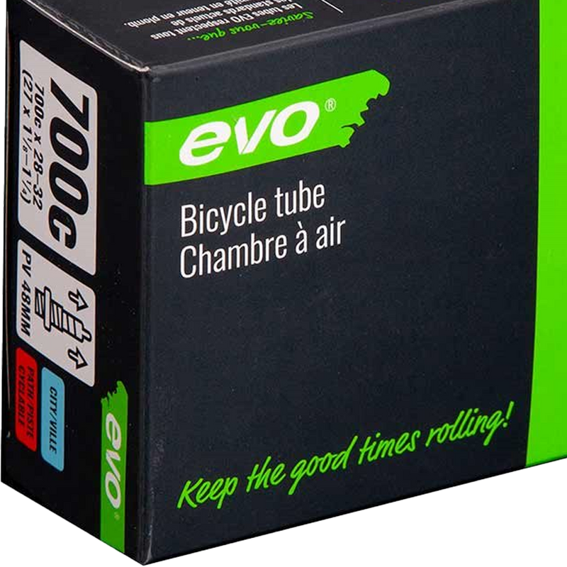 Tube 700x28-32C 60mm Presta Valve, Evo Tube 700x28-32C 60mm Presta Valve box closeup