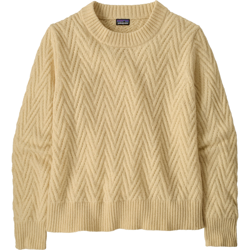 Patagonia Women's Recycled Wool-Blend Crewneck Sweater in CHDA-Chevron Cable: Dark Natural