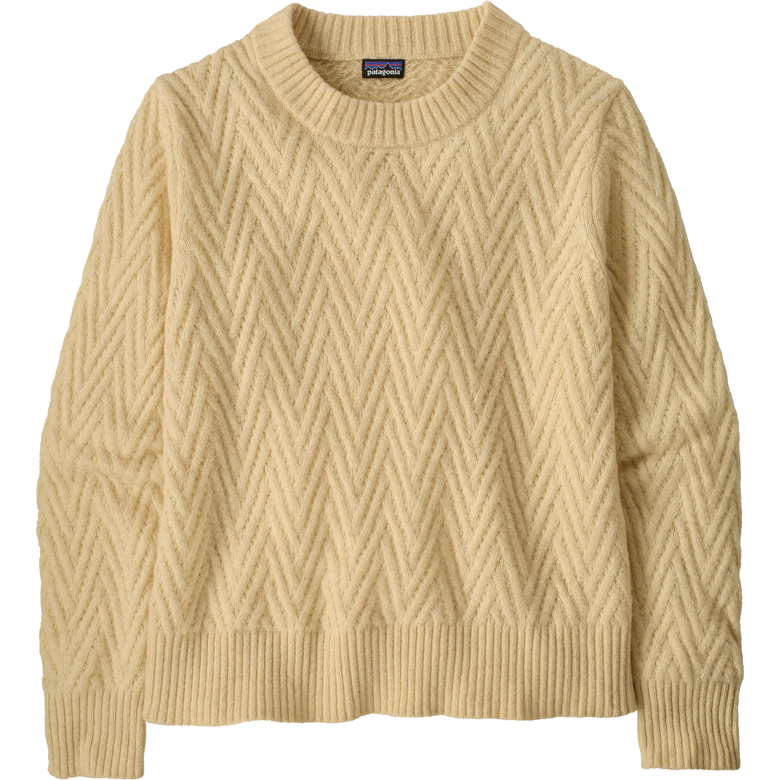 Patagonia Women's Recycled Wool-Blend Crewneck Sweater in CHDA-Chevron Cable: Dark Natural