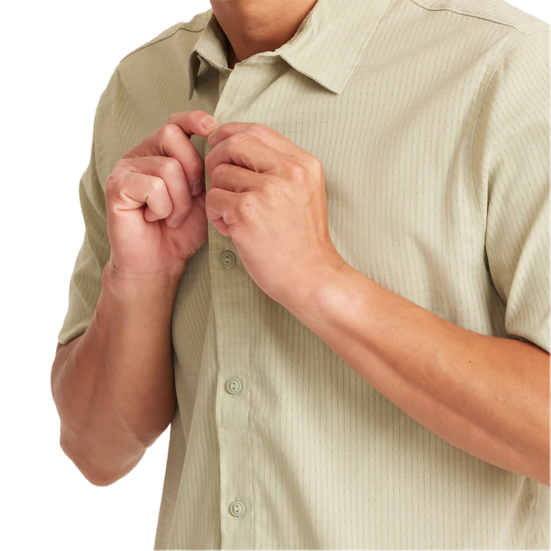 Men's Bless Up Short Sleeve Breathable Stretch Shirt, Roark Men's Bless Up Short Sleeve Breathable Stretch Shirt in Sage buttons