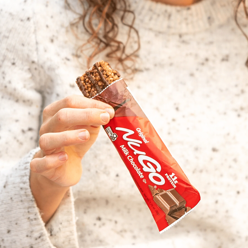 NuGo Bar, NuGo Nutrition NuGo Bar in hand