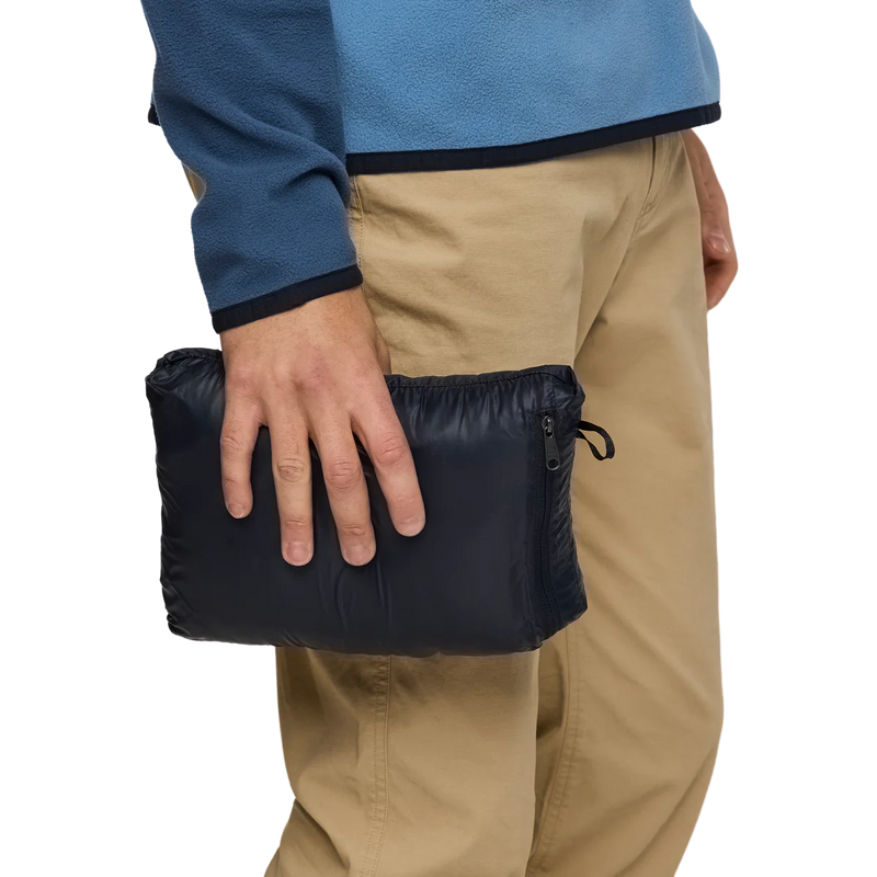 Men's Fuego Down Hooded Jacket, Cotopaxi Men's Fuego Down Hooded Jacket in CBNST-Carbon Stripes in stuff sack