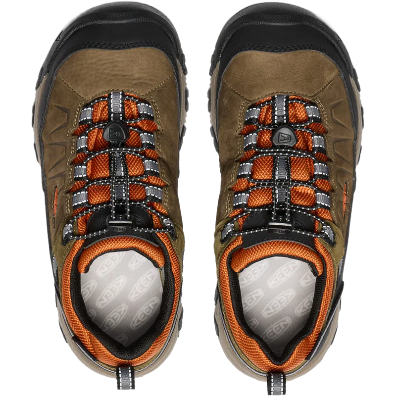 Youth Targhee Low Waterproof, Keen Youth Targhee Low Waterproof in Dark Olive/Gold Frame pair top