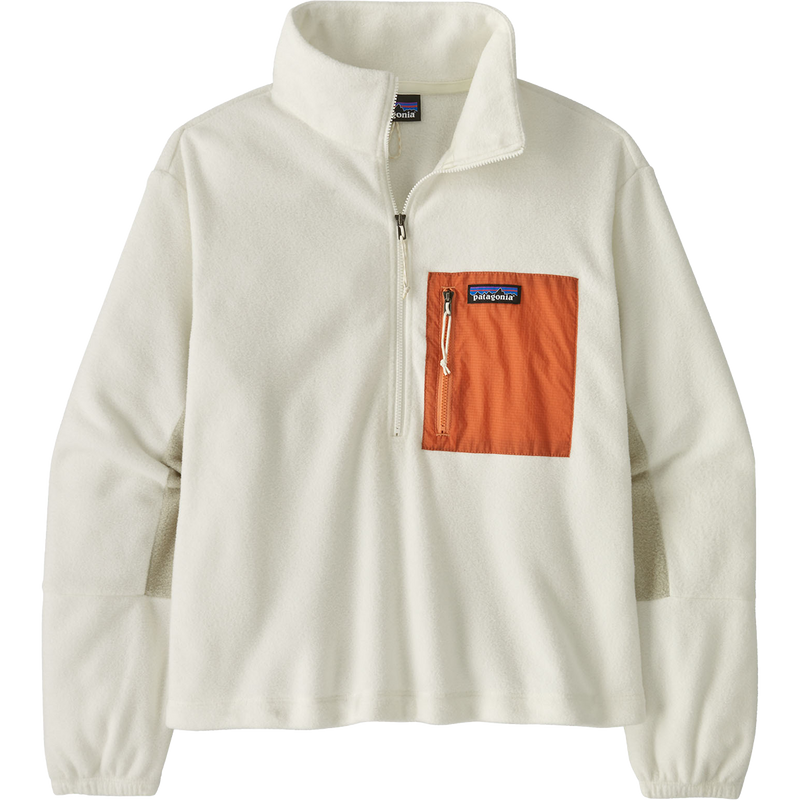 Patagonia Women's Microdini 1/2-Zip Pullover in Birch White w/Rock Melon