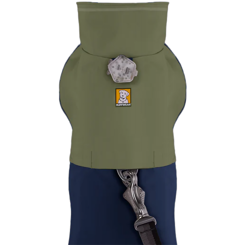 Sun Shower Jacket, Ruffwear Sun Shower Jacket in Midnight Blue top with leash and light