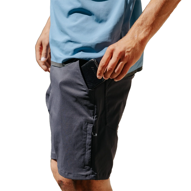 Men's Everywhere Hybrid Short, 686 Men's Everywhere Hybrid Short in Charcoal left side and pocket