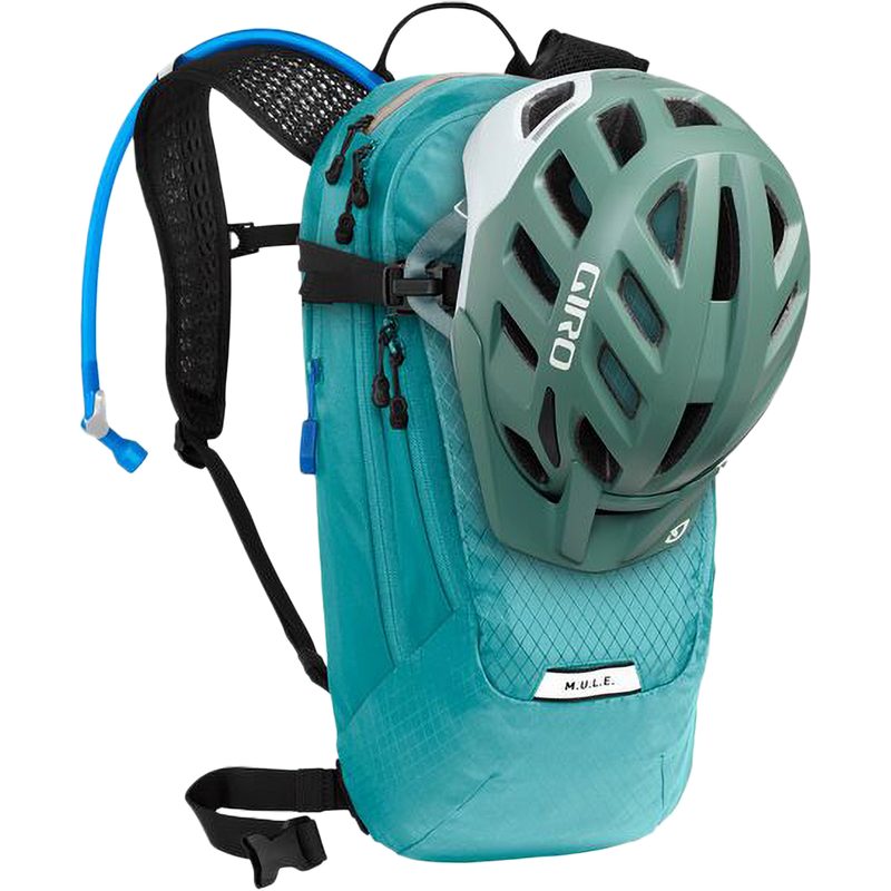 Women's M.U.L.E. 12, Camelbak Women's M.U.L.E. 12 in Latigo Teal with helmet attached