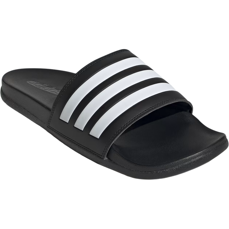 Men's Adilette Comfort, Adidas Men's Adilette Comfort in Black/White/Black right front