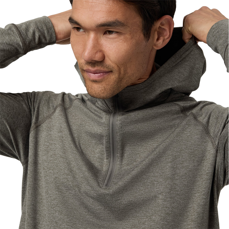 Men's Ponto Performance 1/2 Zip Hoodie, Vuori Men's Ponto Performance 1/2 Zip Hoodie HWG Warm Grey Heather zipper
