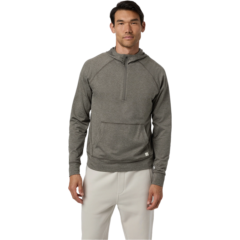 Men's Ponto Performance 1/2 Zip Hoodie, Vuori Men's Ponto Performance 1/2 Zip Hoodie HWG Warm Grey Heather front