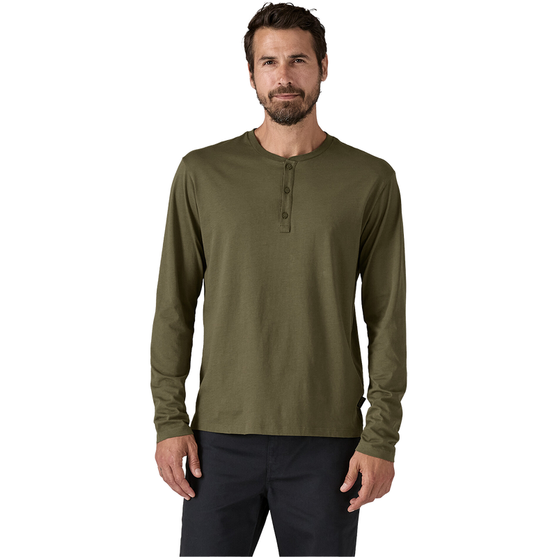 Men's Organic Cotton Lightweight Henley, Patagonia Men's Organic Cotton Lightweight Henley in Basin Green front