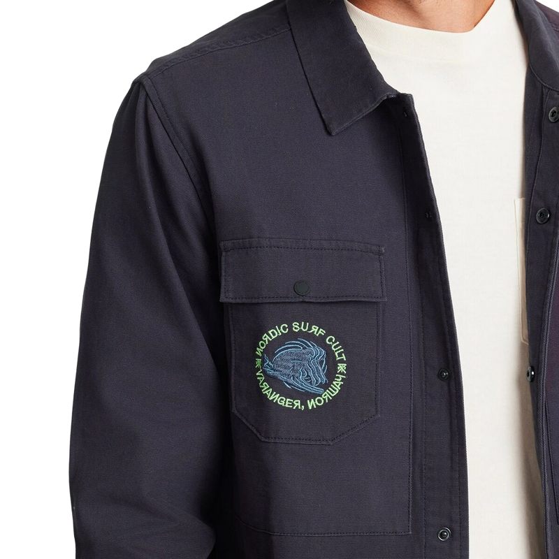 Men's Hebrides Unlined Jacket, Roark Hebrides Unlined Jacket in DNV-Dark Navy right pocket and graphic